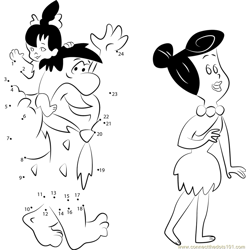Fred Flintstone with his Family Dot to Dot Worksheet