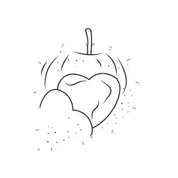 Apple Heart Shape Point Sequence Dot to Dot Worksheet
