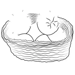 Wooden Basket Holds Fresh Fruit Dot to Dot Worksheet