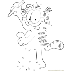 Garfield Painting Picture Dot to Dot Worksheet