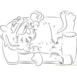 Garfield Sleeping on Sofa Dot to Dot Worksheet