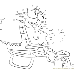 Garfield sitting on Beach Chair Dot to Dot Worksheet