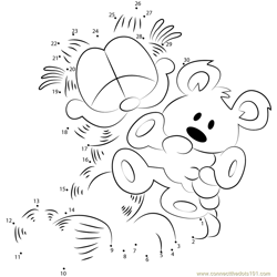 Garfield with Teddy Bear Dot to Dot Worksheet