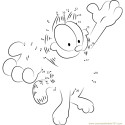 Happy Garfield Dot to Dot Worksheet