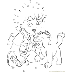 Diego with Baby Jaguar Dot to Dot Worksheet