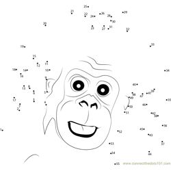 Gorilla Baby Face Dot to Dot Worksheet
