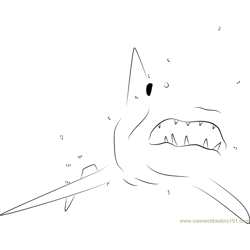 Angry Great white shark Dot to Dot Worksheet