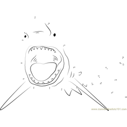Great White Shark Open Mouth Dot to Dot Worksheet