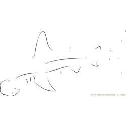 Golden Hammerhead Shark Dot to Dot Worksheet