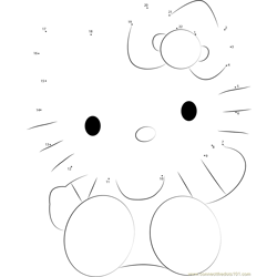 Lovely Hello Kitty Dot to Dot Worksheet