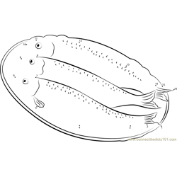 Herring Fish in Plate Dot to Dot Worksheet