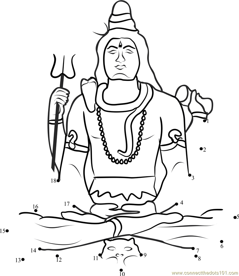 Lord Shiva dot to dot printable worksheet - Connect The Dots