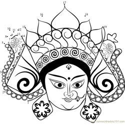 Durga Face Dot to Dot Worksheet