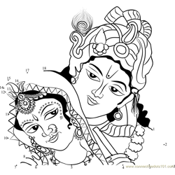 Krishna & Radha Dot to Dot Worksheet