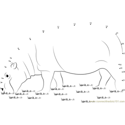 Hippopotamus on Grass Dot to Dot Worksheet