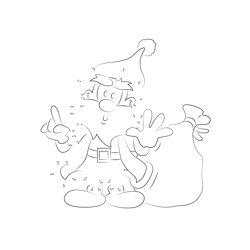 Cartoon Santa with Gift Dot to Dot Worksheet