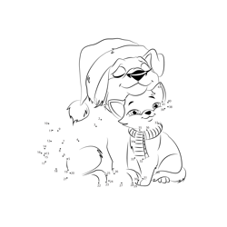 Cat and Dog Dressed Christmas Dot to Dot Worksheet