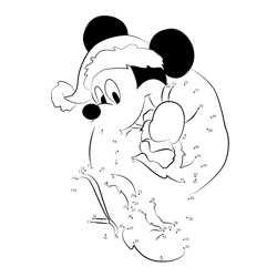 Christmas Mickey Dot to Dot Worksheet