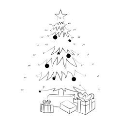 Christmas Tree With Gifts Dot to Dot Worksheet