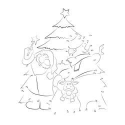 Christmas Tree with Santa Dot to Dot Worksheet