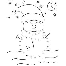 Happy Snowman Dot to Dot Worksheet