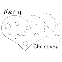 Heart with Christmas Hat Dot to Dot Worksheet