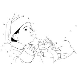 Little Boy with Gift Dot to Dot Worksheet
