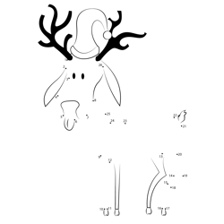 Reindeer with Cap Dot to Dot Worksheet