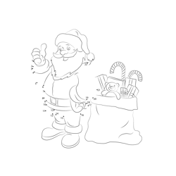 Santa Gifts Thumbsup Dot to Dot Worksheet