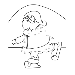 Santa Ice Skating Dot to Dot Worksheet