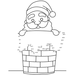 Santa In Chimney Dot to Dot Worksheet