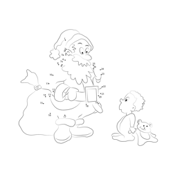 Santa Talking to Cute Baby Dot to Dot Worksheet