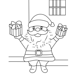 Santa With Gifts Dot to Dot Worksheet