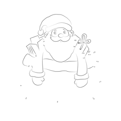 Santa in Gift Dot to Dot Worksheet