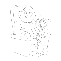 Santa with Crying Kid Dot to Dot Worksheet