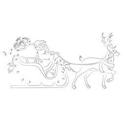 Santa with Reindeer and Gifts Dot to Dot Worksheet