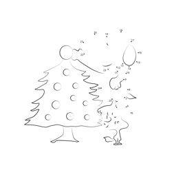 Snoopy Christmas Tree Decoration Dot to Dot Worksheet