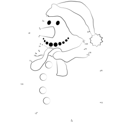 Snowman Dressed Dot to Dot Worksheet