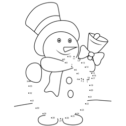 Snowman With Bell Dot to Dot Worksheet