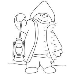 Snowman With Lamp Dot to Dot Worksheet