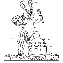 Easter Bunny on Egg Dot to Dot Worksheet