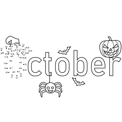 Halloween October Dot to Dot Worksheet