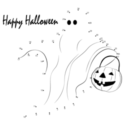 Halloween Ghost Pumpkins Dot to Dot Worksheet