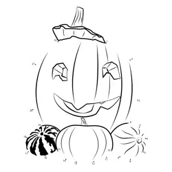 Spooky Jack-o'-lantern Gourds Fun Dot to Dot Worksheet