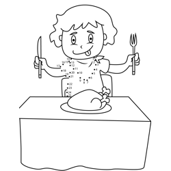 Boy Eating Chicken on Thanksgiving Dot to Dot Worksheet