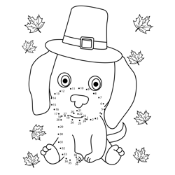 Thanksgiving Cute Dog Dot to Dot Worksheet