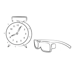 Alarm Clock and Eyewear Dot to Dot Worksheet