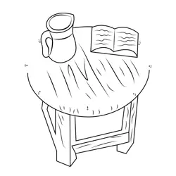 Table with Book and Pitcher Dot to Dot Worksheet
