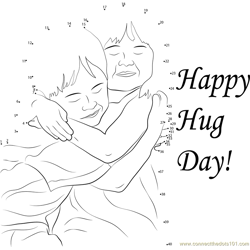 Cute Hug Day Dot to Dot Worksheet