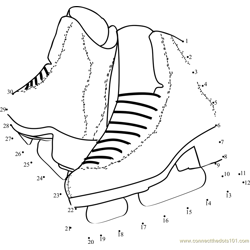 Ice Skating Boots Dot to Dot Worksheet